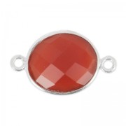 Entrepieza piedra facetada  11x13mm engaste Plata 925 imitac Cornalina x1|raw }}