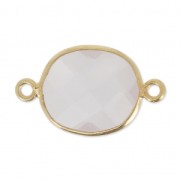 Entrepieza 2 anillas 11x13mm engaste Plata 925 Chapado Oro / Cuarzo rosa x1|raw }}