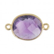 Entrepieza 2 anillas 11x13mm engaste Plata 925 Chapado Oro / Ametista x1|raw }}