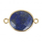 Entrepieza 2 anillas 11x13mm engaste Plata 925 Chapado Oro / Lapis lazuli x1|raw }}