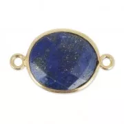 Entrepieza 2 anillas 11x13mm engaste Plata 925 Chapado Oro / Lapis lazuli x1