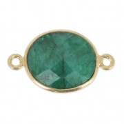 Entrepieza 2 anillas 11x13mm engaste Plata 925 Chapado Oro / Esmeralda teñido  x1|raw }}