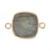 Entrepieza 2 anillas 11mm engaste Plata 925 Chapado Oro / Labradorite x1|raw }}