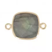 Entrepieza 2 anillas 11mm engaste Plata 925 Chapado Oro / Labradorite x1