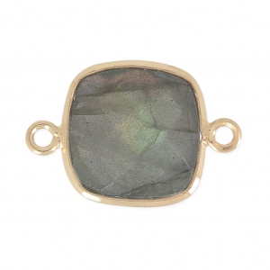 Entrepieza 2 anillas 11mm engaste Plata 925 Chapado Oro / Labradorite x1