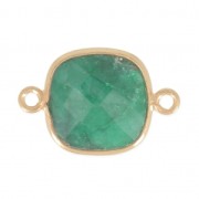 Entrepieza 2 anillas 11mm engaste Plata 925 Chapado Oro / Emerald teñido x1|raw }}