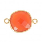 Entrepieza 2 anillas 11mm engaste Plata 925 Chapado Oro imitación Cornalina x1|raw }}