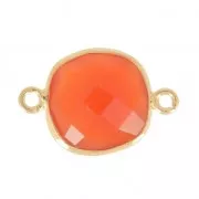 Entrepieza 2 anillas 11mm engaste Plata 925 Chapado Oro imitación Cornalina x1