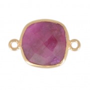 Entrepieza 2 anillas 11mm engaste Plata 925 Chapado Oro / Ruby teñido x1|raw }}