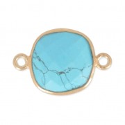 Entrepieza 2 anillas 11mm engaste Plata 925 Chapado Oro / Turquesa x1|raw }}