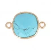 Entrepieza 2 anillas 11mm engaste Plata 925 Chapado Oro / Turquesa x1