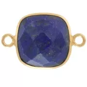 Entrepieza 2 anillas 11mm engaste Plata 925 Chapado Oro / Lapis lazuli x1