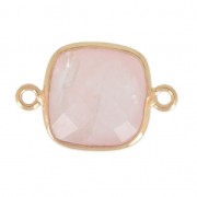 Entrepieza 2 anillas 11mm engaste Plata 925 Chapado Oro / Quartz Rose x1|raw }}