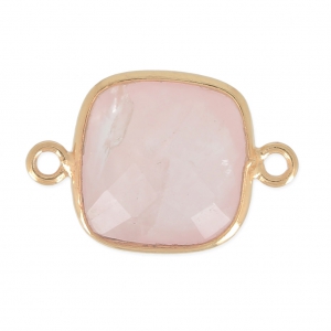 Entrepieza 2 anillas 11mm engaste Plata 925 Chapado Oro / Quartz Rose x1