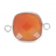 Entrepieza piedra facetada 2 anillas 11mm engaste Plata 925 - Cornalina x1|raw }}