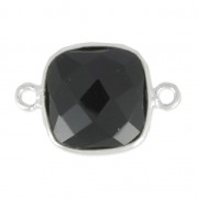 Entrepieza piedra facetada 2 anillas 11mm engaste Plata 925/ Black Onyx x1|raw }}