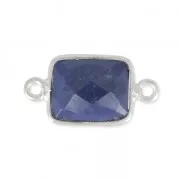 Entrepieza rectangular 2 anillas 10x8mm engaste Plata 925/ Lapiz Lazuli x1