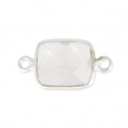 Entrepieza rectangular 2 anillas 10x8mm engaste Plata 925/Cuarzo rosax1