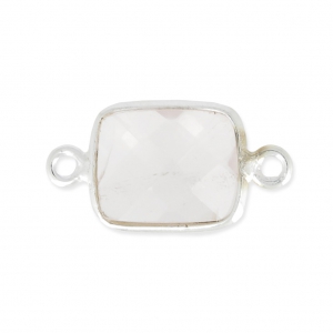 Entrepieza rectangular 2 anillas 10x8mm engaste Plata 925/Cuarzo rosax1