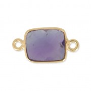 Entrepieza rectangular 2 anillas 10x8mm Plata 925 Chapado Oro / Ametista x1|raw }}