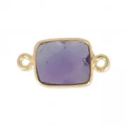 Entrepieza rectangular 2 anillas 10x8mm Plata 925 Chapado Oro / Ametista x1