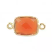 Entrepieza rectangular 2 anillas 10x8mm Plata 925 Chapado Oro imitaci Cornalina x1