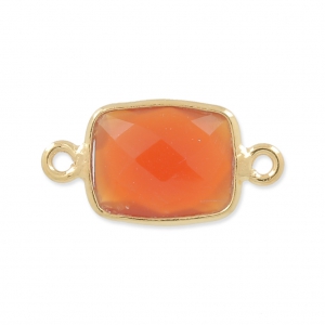 Entrepieza rectangular 2 anillas 10x8mm Plata 925 Chapado Oro imitaci Cornalina x1