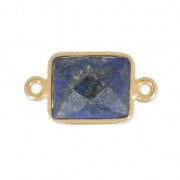 Entrepieza rectangular 2 anillas 10x8mm Plata 925 Chapado Oro / Lapis lazuli x1|raw }}