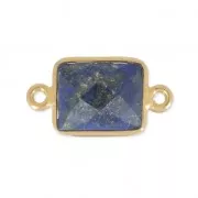 Entrepieza rectangular 2 anillas 10x8mm Plata 925 Chapado Oro / Lapis lazuli x1