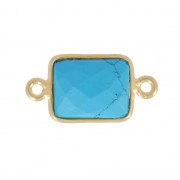 Entrepieza rectangular 2 anillas 10x8mm Plata 925 Chapado Oro / Turquoise x1|raw }}