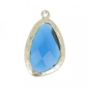 Colgante vidrio facetado 24 mm dorado/Montana x1