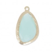 Colgante vidrio facetado 24 mm dorado/Crisoprasa x1|raw }}