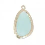 Colgante vidrio facetado 24 mm dorado/Crisoprasa x1