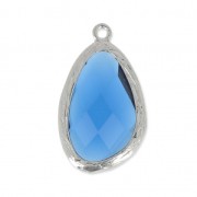 Colgante vidrio facetado 22 mm plateado/Montana x1|raw }}