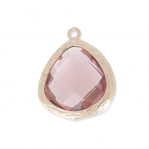 Colgante vidrio facetado 17 mm dorado/Amethyst x1