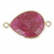Entrepieza 2 anillas mm engaste Plata 925 Chapado Oro / Dyed Ruby|raw }}