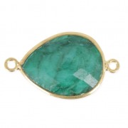 Entrepieza 2 anillas mm engaste Plata 925 Chapado Oro / Dyed Emerald|raw }}