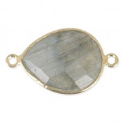 Entrepieza 2 anillas mm engaste Plata 925 Chapado Oro / Labradorite x1