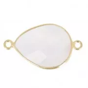 Entrepieza 2 anillas mm engaste Plata 925 Chapado Oro / Cuarzo rosa x1