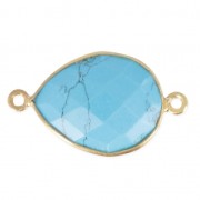 Entrepieza 2 anillas mm engaste Plata 925 Chapado Oro / imitación Turquesax1|raw }}