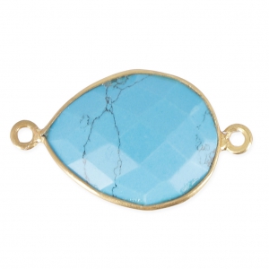 Entrepieza 2 anillas mm engaste Plata 925 Chapado Oro / imitación Turquesax1