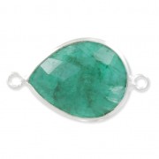 Entrepieza piedra facetada 2 anillas 13 x 17mm engaste Plata 925/Dyed Emeraldx1|raw }}