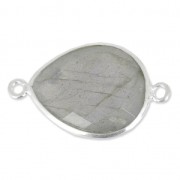 Entrepieza piedra facetada 2 anillas 13 x 17mm engaste Plata 925/Labradorite x1|raw }}