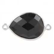 Entrepieza piedra facetada 2 anillas 13 x 17mm engaste Plata 925/Black Onyxx1