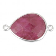 Entrepieza piedra facetada 2 anillas 13 x 17mm engaste Plata 925/Dyed Ruby|raw }}