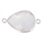 Entrepieza piedra facetada 2 anillas 13x17mm engaste Plata 925/ Quartz rose x1