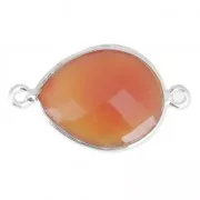 Entrepieza piedra facetada  13 x 17 mm engaste Plata 925 imitación Cornaline  x1