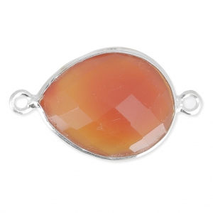 Entrepieza piedra facetada  13 x 17 mm engaste Plata 925 imitación Cornaline  x1