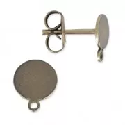 Pendientes con trasera disco 6 mm bronce x2