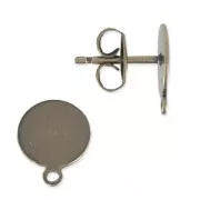 Pendientes con trasera disco 8 mm bronce x2